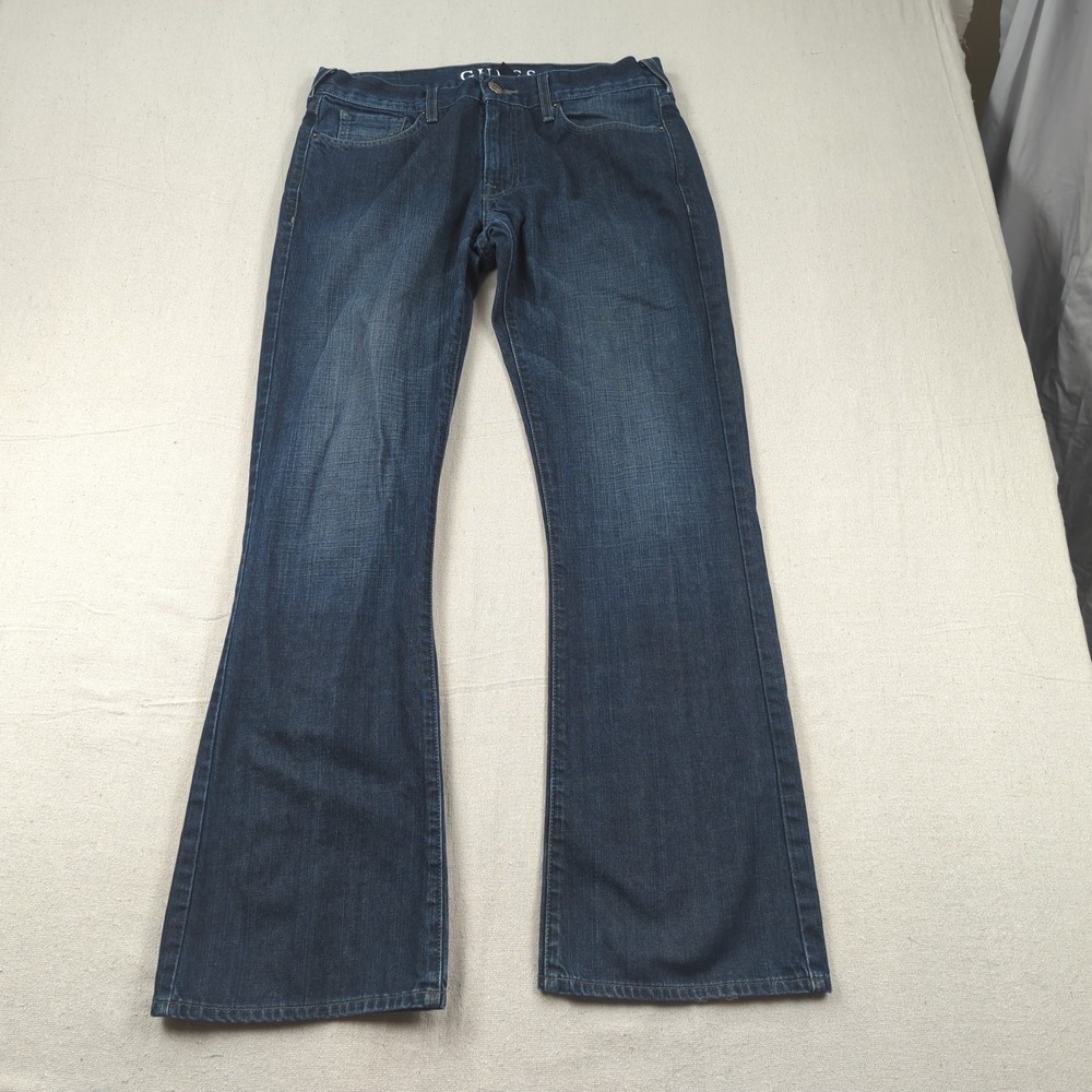 Guess Jeans Mens 34x33 Blue Falcon Boot Cut Dark Wash Western Cowboy